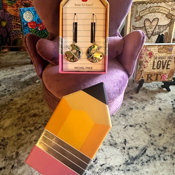 True To Form Jewelry - Artist Palette Earrings True to Form in Crayon Box Nickel Free  NEW.